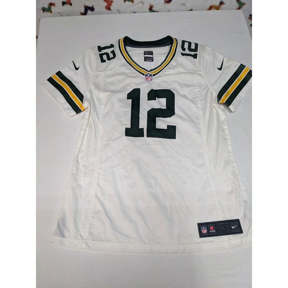 Nike‎ Green Bay Packers Aaron Rodgers 12 Jersey Womens Medium White NFL On Field